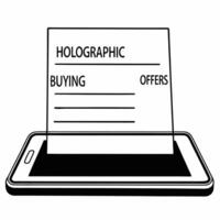 Flat Close up of Holographic Shopping List concept as A macro shot of a holographic shopping list floating above a sleek surface The camera angle shifts slightly to showcase the t Square Square vector