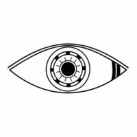 Flat Close up of Robotic Eye Reflecting Sale Icons concept as A macro image focusing on a robotic eye reflecting holographic sale icons The camera zooms in to capture the intricat Square Square vector