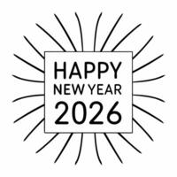 Flat Colorful Fireworks Frame concept as A vibrant frame filled with colorful fireworks designed to highlight the text Happy New Year 2026 The isolated white background enhances t Square Square vector