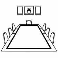Flat Conference Table with Holographic Scale and Plant concept as A conference table set on a glossy white floor has two holographic icons hovering above a balanced scale symbolizi Square Square vector
