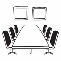 Flat Conference Table with Holographic Chart and Leaf concept as A conference table on a glossy white floor has two holographic icons hovering above a rising chart and a green leaf Square Square vector