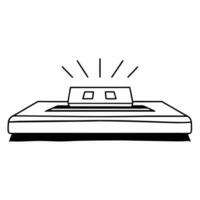 Flat Credit card terminal with holographic icons concept as A credit card terminal sits on a glossy white countertop with two holographic icons hovering a glowing checkmark and a d Square Square vector