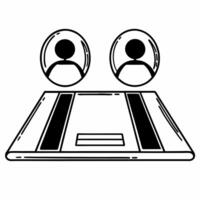 Flat Credit Card with Holographic Bridge and Community concept as A credit card lies flat on a glossy white surface with two holographic icons above a bridge symbolizing compromise Square Square vector