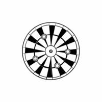 Flat Dartboard with coins as dart points concept as illustration of a dartboard with golden coins embedded as dart points at various score sections isolated on white The da Square Square vector