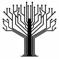 Flat Digital art Sustainable innovation tree concept as Close up of a digital tree trunk formed by streaming data Camera moves upward to reveal branches made of interconnected sus Square Square vector