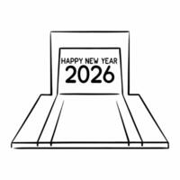 Flat Elegant Silver Podium concept as An elegant silver podium designed to showcase the text Happy New Year 2026 isolated on a white background The camera captures the sleek lines Square Square vector