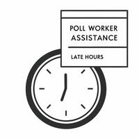 Flat Election day poll worker dedication concept as Close up of a tired but dedicated poll worker assisting late voters their face showing a mix of fatigue and commitment Camera s Square Square vector