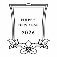 Flat Elegant Floral Frame concept as A beautiful floral frame designed to hold the text Happy New Year 2026 isolated on a white background The camera captures the intricate floral Square Square vector