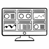 Flat ESG data visualization dashboard concept as Pan across a comprehensive ESG dashboard with various charts graphs and metrics Camera zooms in on specific sections to highlight Square Square vector