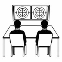 Flat ESG negotiation table with holographic projections concept as Tracking shot of a business negotiation table with holographic ESG related projections floating above Camera mov Square Square vector