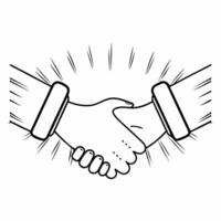 Flat Ethereal business handshake concept as Close up shot of two hands shaking surrounded by soft glowing bokeh lights Camera slowly pans around the handshake revealing abstract s Square Square vector