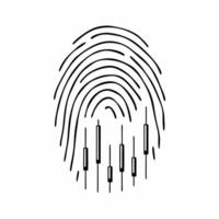 Flat Fingerprint composed of market trend lines concept as of a fingerprint pattern formed by stock market trend lines and charts isolated on white The lines vary in thickn Square Square vector