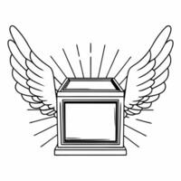 Flat Floating ballot box with wings concept as Close up of a ballot box with ethereal wings hovering against a white background Camera slowly rotates around the box revealing intr Square Square vector
