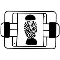 Flat Fingerprint scanner with party symbols concept as illustration of a fingerprint being scanned with scan lines revealing political party symbols Emphasizes voter identi Square Square vector