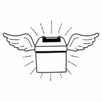 Flat Floating ballot box with wings concept as Close up of a ballot box with ethereal wings hovering against a white background Camera slowly rotates around the box revealing intr Square Set 2 Square vector