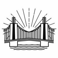 Flat Floating bridge connecting profit and community concept as Tracking shot of an abstract glowing bridge stretching between two floating islands one representing profit skyscra Square Square vector