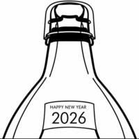 Flat Floating Champagne Bottle Neck concept as An isolated champagne bottle neck floating against a white background symbolizing the anticipation and preparation for Happy New Year Square Square vector