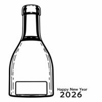 Flat Floating Champagne Bottle Foil concept as An isolated champagne bottle foil floating against a white background symbolizing the anticipation and preparation for Happy New Year Square Square vector