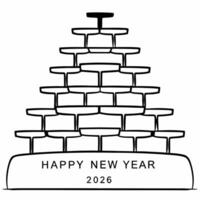 Flat Floating Champagne Flute Tower concept as An isolated champagne flute tower floating against a white background representing the grandeur and celebration of Happy New Year 202 Square Square vector