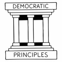 Flat Floating democratic pillars concept as Wide shot of classical pillars representing different aspects of democracy hovering in a balanced formation Camera slowly moves between Square Square vector