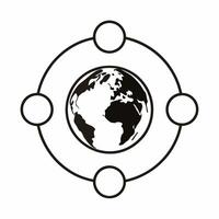 Flat Floating Earth with Network Connections concept as A Earth with glowing network lines orbiting around it floats against a white background The camera focuses on the ne Square Square vector
