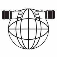 Flat Floating Handshake Above Globe concept as Two hands shaking appear to float above a globe mid air against a pure white background The camera captures a close up from a low an Square Square vector