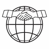 Flat Floating Handshake Over Globe concept as Two hands shaking float above a globe mid air against a white background The camera focuses on the handshake and the globe symbolizin Square Square vector