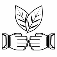 Flat Floating Hands Passing a Leaf concept as One hand passes a leaf to another mid air against a white background The camera captures a close up of the exchange symbolizing compr Square Square vector