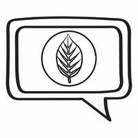 Flat Floating Leaf within Chat Bubble concept as A green leaf enclosed within a chat bubble floats mid air against a white background The camera angle is centered to emphasize env Square Square vector
