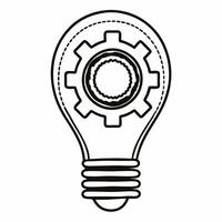 Flat Floating Light Bulb and Gear concept as A light bulb intertwined with a gear floats mid air against a white background The camera focuses on the fusion point highlighting inn Square Square vector