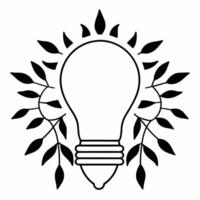 Flat Floating Light Bulb with Leaves concept as A illustration of a light bulb entwined with green leaves appears to float mid air against a pure white background The camer Square Square vector