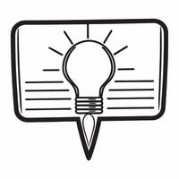 Flat Floating Light Bulb with Speech Bubble concept as A light bulb connected to a speech bubble floats mid air against a white background The camera angle is centered to highligh Square Square vector