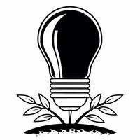 Flat Floating lightbulb with sprouting leaves concept as Close up of a lightbulb suspended in mid air with small green leaves sprouting from its base Camera slowly rotates around Square Square vector