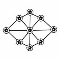 Flat Floating network of interconnected ESG icons concept as Wide shot of a floating network structure composed of interconnected ESG related icons Camera moves through the networ Square Set 2 Square vector
