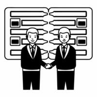 Flat Floating politician handshake with data streams concept as Medium shot of two holographic politicians shaking hands with data streams flowing between them Camera circles the Square Set 2 Square vector
