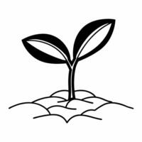Flat Floating Seedling Emerging from Cracked Earth concept as A seedling emerges from cracked earth floating mid air against a white background The camera focuses on the seedling Square Square vector