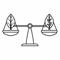 Flat Floating Scale with Leaf and Dollar Sign concept as A scale balancing a leaf on one side and a dollar sign on the other floats mid air against a white background The camera c Square Square vector