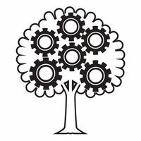 Flat Floating Tree Intertwined with Gear concept as A tree and gear intertwine as they float mid air against a white background The camera captures a slight angle to emphasize the Square Square vector
