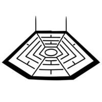 Flat Floating white labyrinth concept as Medium shot of a white labyrinth hovering in space Camera slowly navigates through the labyrinth symbolizing the journey of self discovery Square Square vector