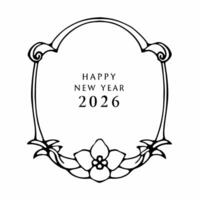 Flat Floral Frame for New Year concept as A beautiful floral frame designed to hold the text Happy New Year 2026 isolated on a white background The camera captures the intricate f Square Square vector