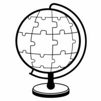 Flat Floating white jigsaw globe concept as Close up of a white jigsaw puzzle globe hovering and slowly assembling itself Camera circles the globe emphasizing global mental health Square Square vector