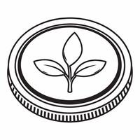 Flat Flying Seedling Growing from Coin concept as A coin floats mid air with a seedling sprouting from it against a white background The camera captures a close up symbolizing gro Square Square vector