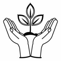 Flat Flying Hands Holding Sapling concept as A pair of hands gently holding a small sapling appears to float mid air against a pure white background The camera captures a soft foc Square Square vector
