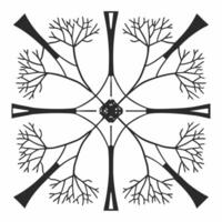 Flat Fractal market ecosystem concept as Close up of a fractal pattern evolving and branching Each branch represents a market sector with sub branches showing individual stocks or Square Square vector