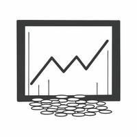 Flat Fundraising graph emerging from digital coins concept as Close up of a fundraising graph emerging from a pile of digital coins Camera slowly pans up the graph as it forms So Square Square vector
