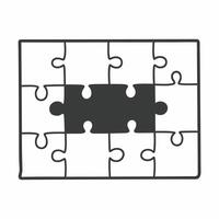 Flat Fundraising puzzle with missing donor piece concept as Wide shot of a fundraising goal visualized as a puzzle with one prominent piece missing Camera slowly zooms in on the e Square Square vector