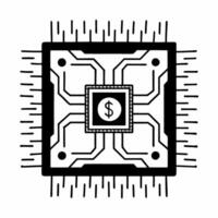 Flat Futuristic Circuit Board with Dollar Sign concept as A macro close up shot of a futuristic circuit board featuring a glowing holographic dollar sign The camera slowly pans ac Square Square vector