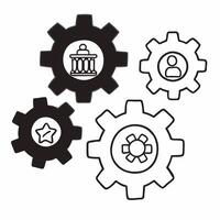 Flat Gears with political party symbols concept as illustration of interlocking gears featuring symbols of different political parties Gears are in motion representing the Square Square vector