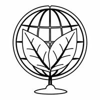Flat Globe and Leaf Icon concept as A graphic of a globe overlaid with a leaf symbolizing global environmental focus in ESG discussions Isolated on a white background suita Square Square vector