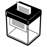 Flat Glossy ballot box with policy papers concept as Medium shot of a glossy ballot box with policy papers visibly inside Camera slowly rotates around the box highlighting transpa Square Square vector